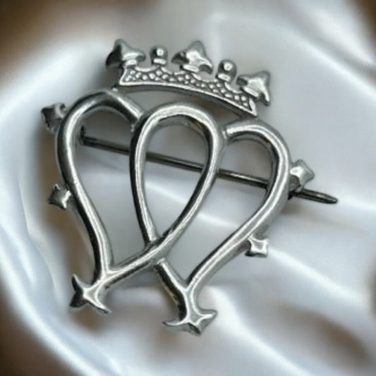 Sterling Silver Luckenbooth Hearts Brooch